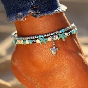New boho anklet turtle charm